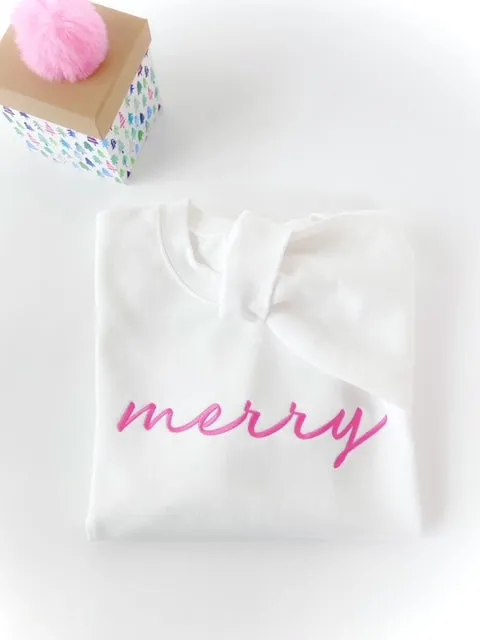 Merry Script Embroidered Sweatshirt