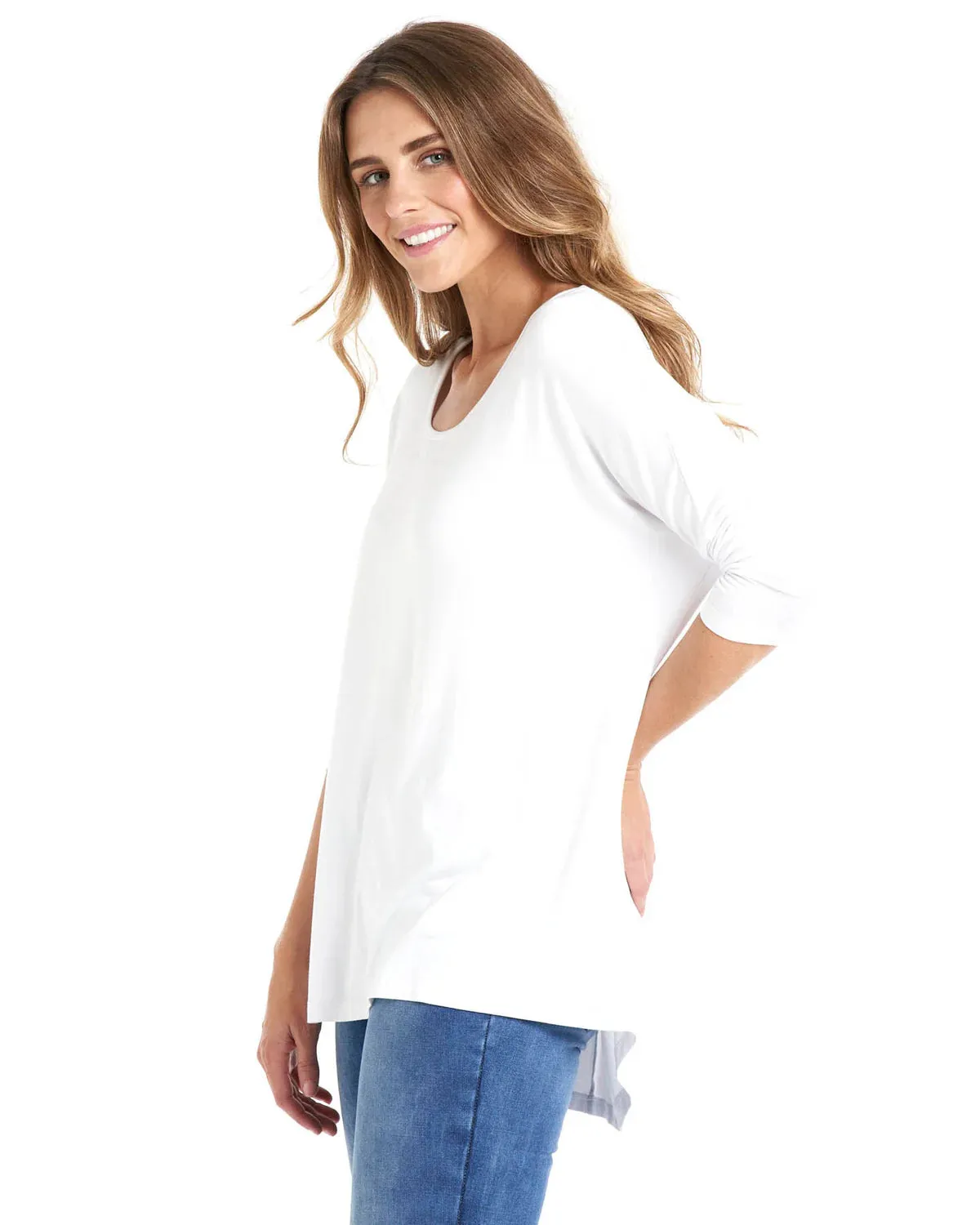 Milan 3/4 Sleeve Top - White