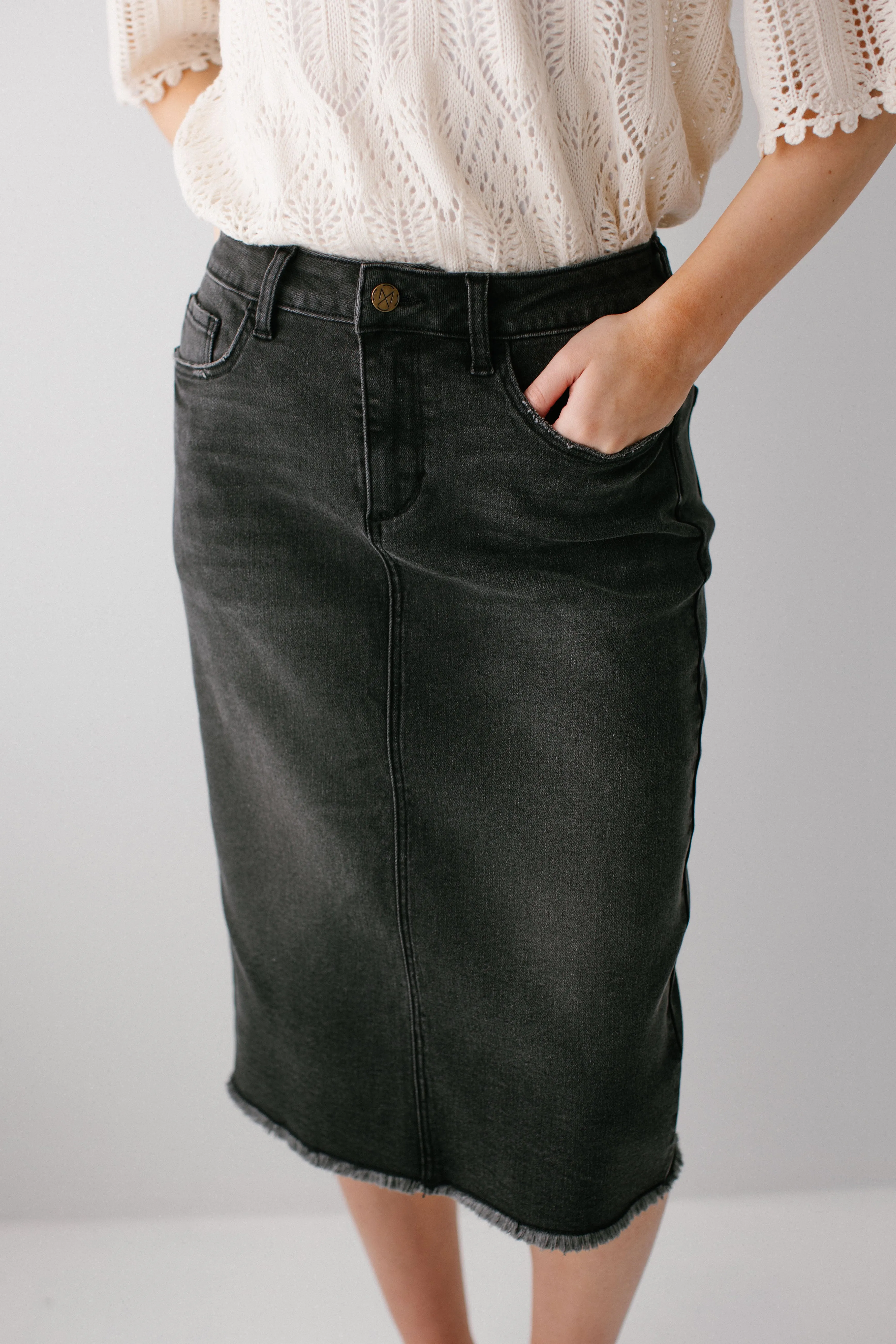 'Nala' Distressed Denim Skirt