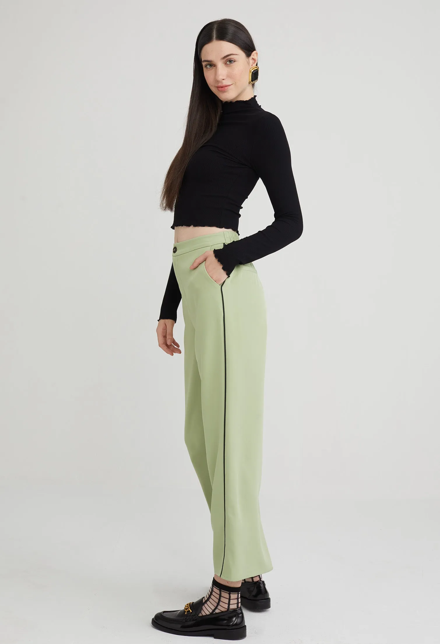 Office Straight Leg Tapered Trousers