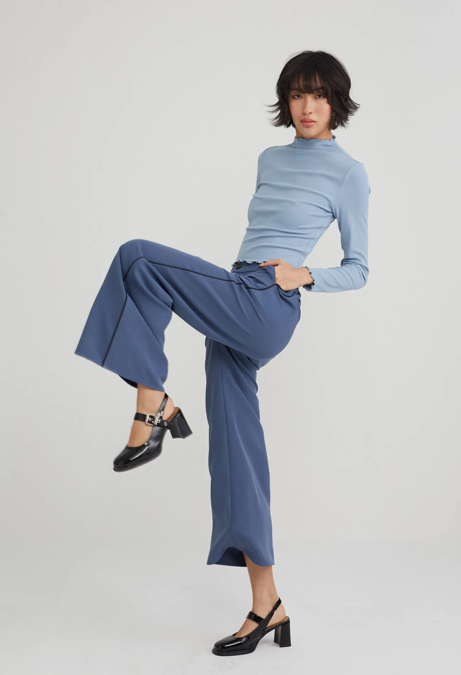 Office Straight Leg Tapered Trousers