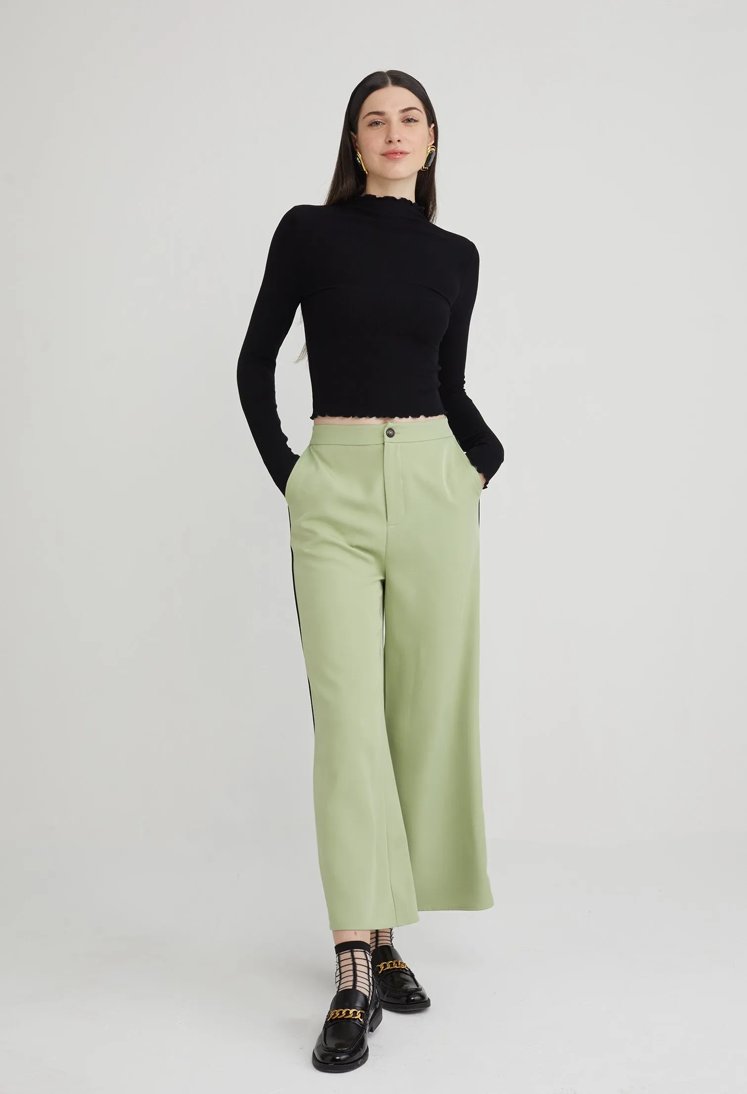 Office Straight Leg Tapered Trousers