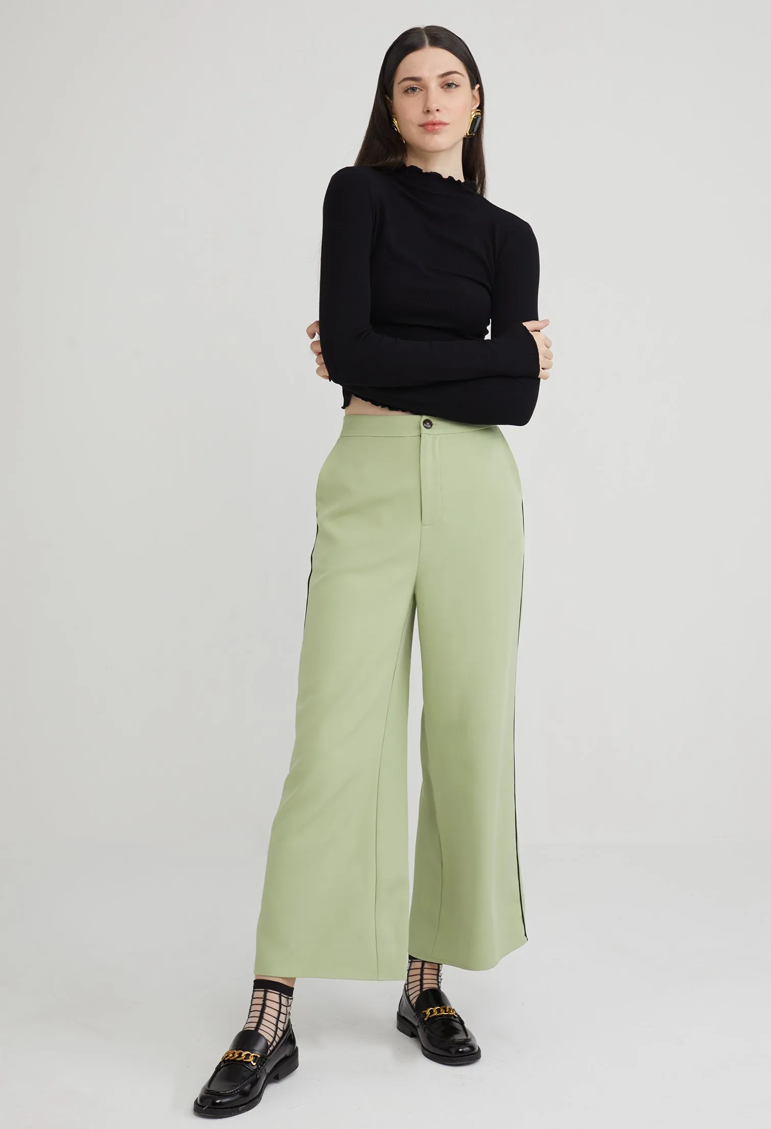 Office Straight Leg Tapered Trousers