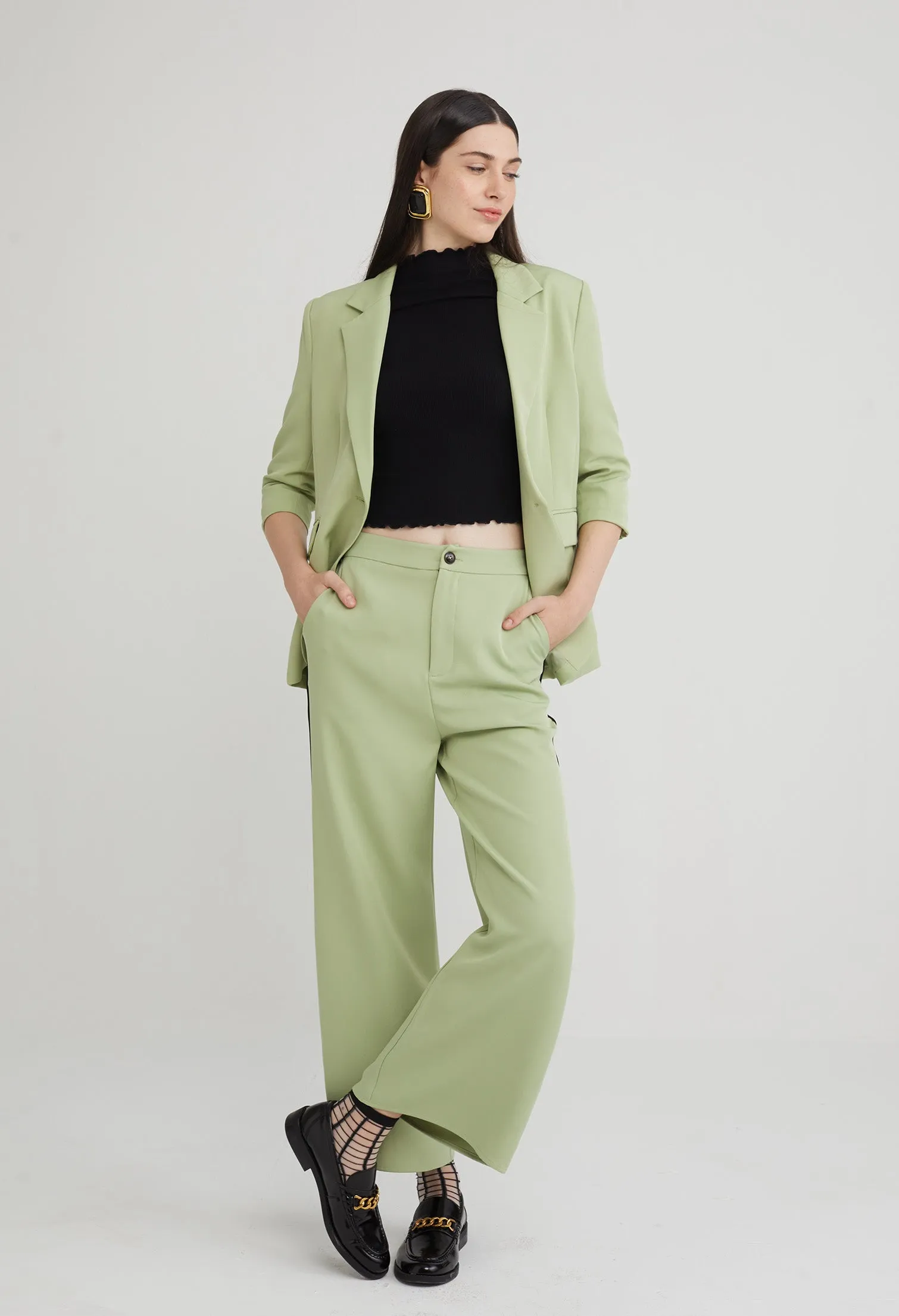 Office Straight Leg Tapered Trousers