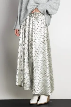 PLEATED MIDI SKIRT “SERENITY” SILVER