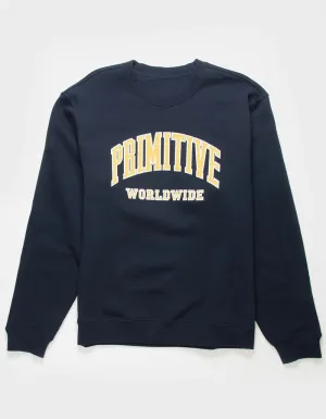 Primitive Collegiate Worldwide Crewneck Navy