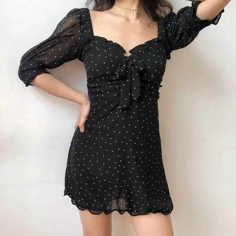 Short Sleeve Polka Dot Mini Dress