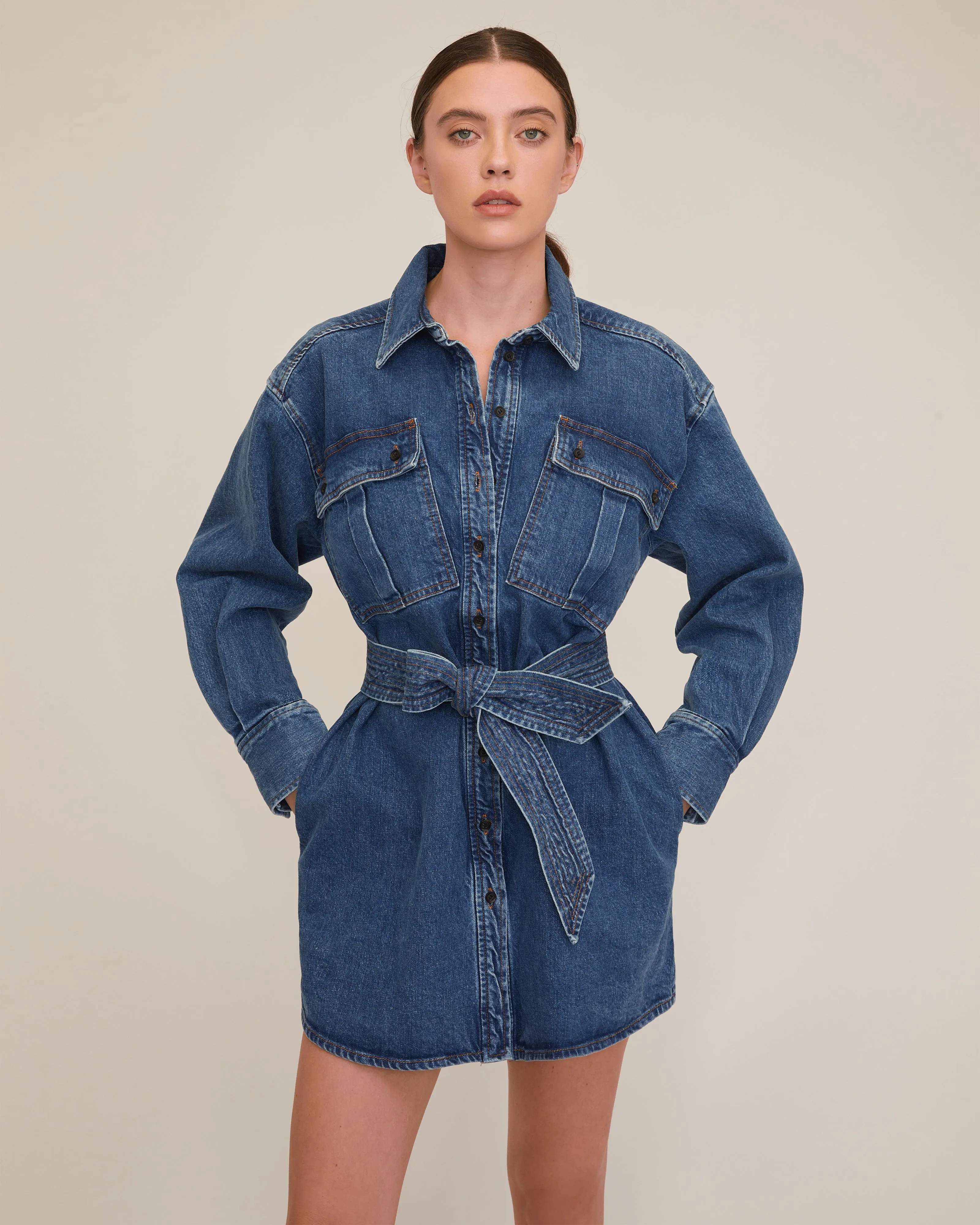 Skylar Denim Tunic Dress in Indigo Rinse Wash