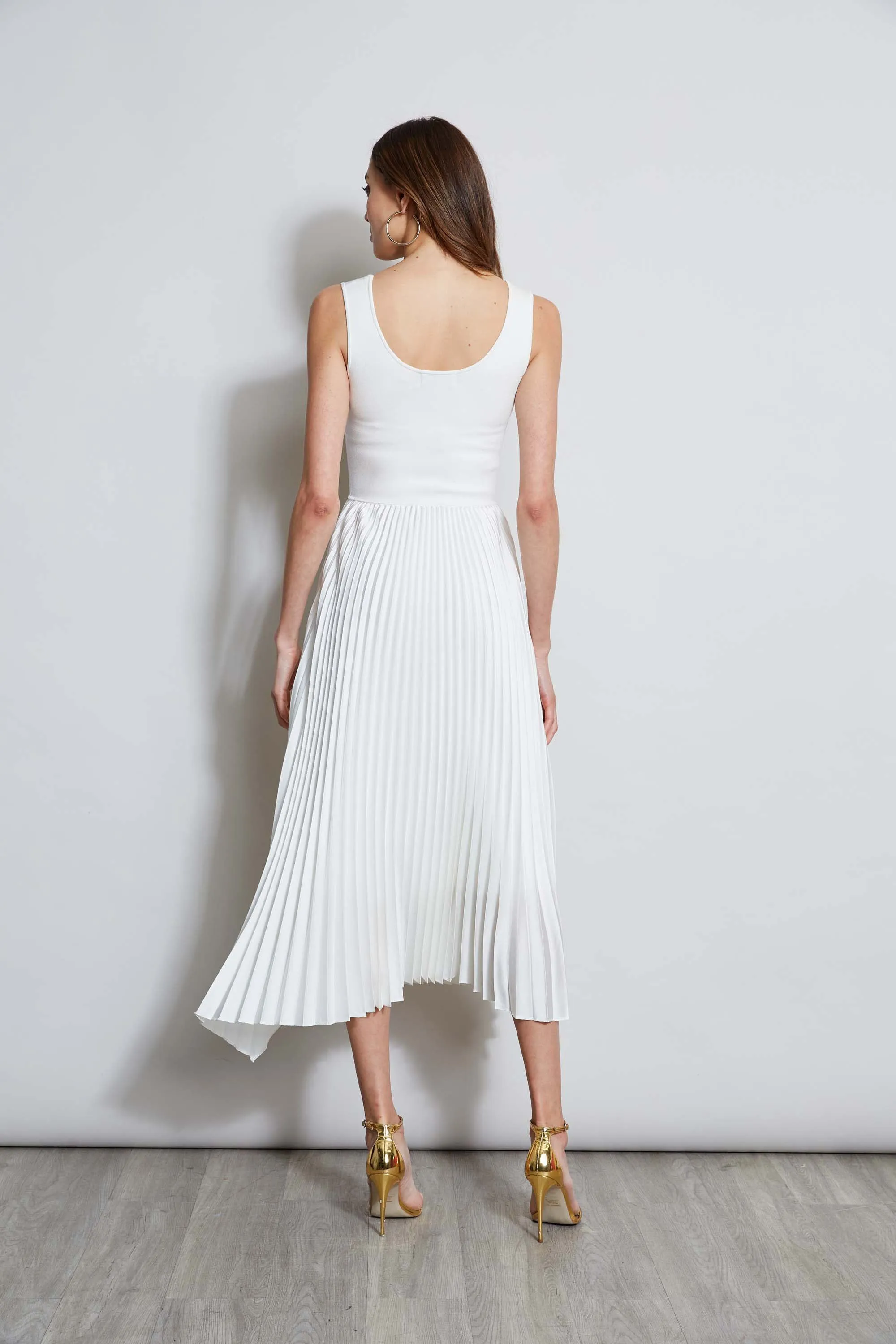 Sleeveless Contour Pleated Midi Dress