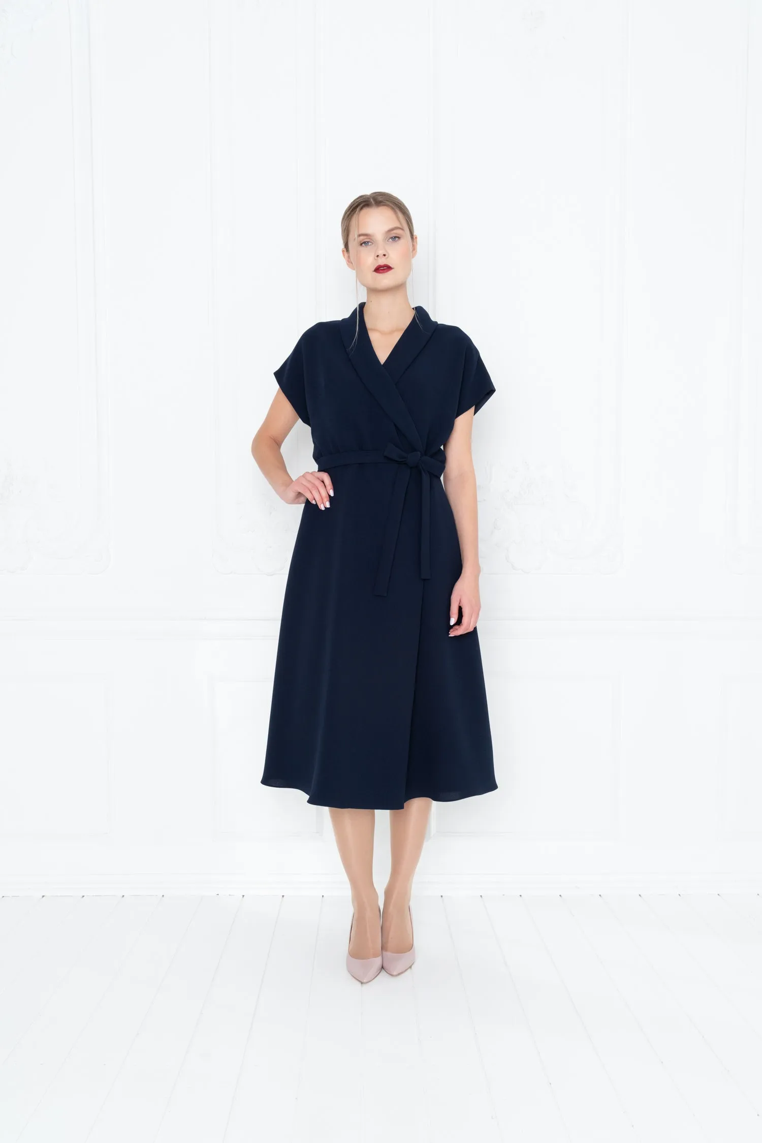 STELLARIA NAVY BLUE WRAP DRESS