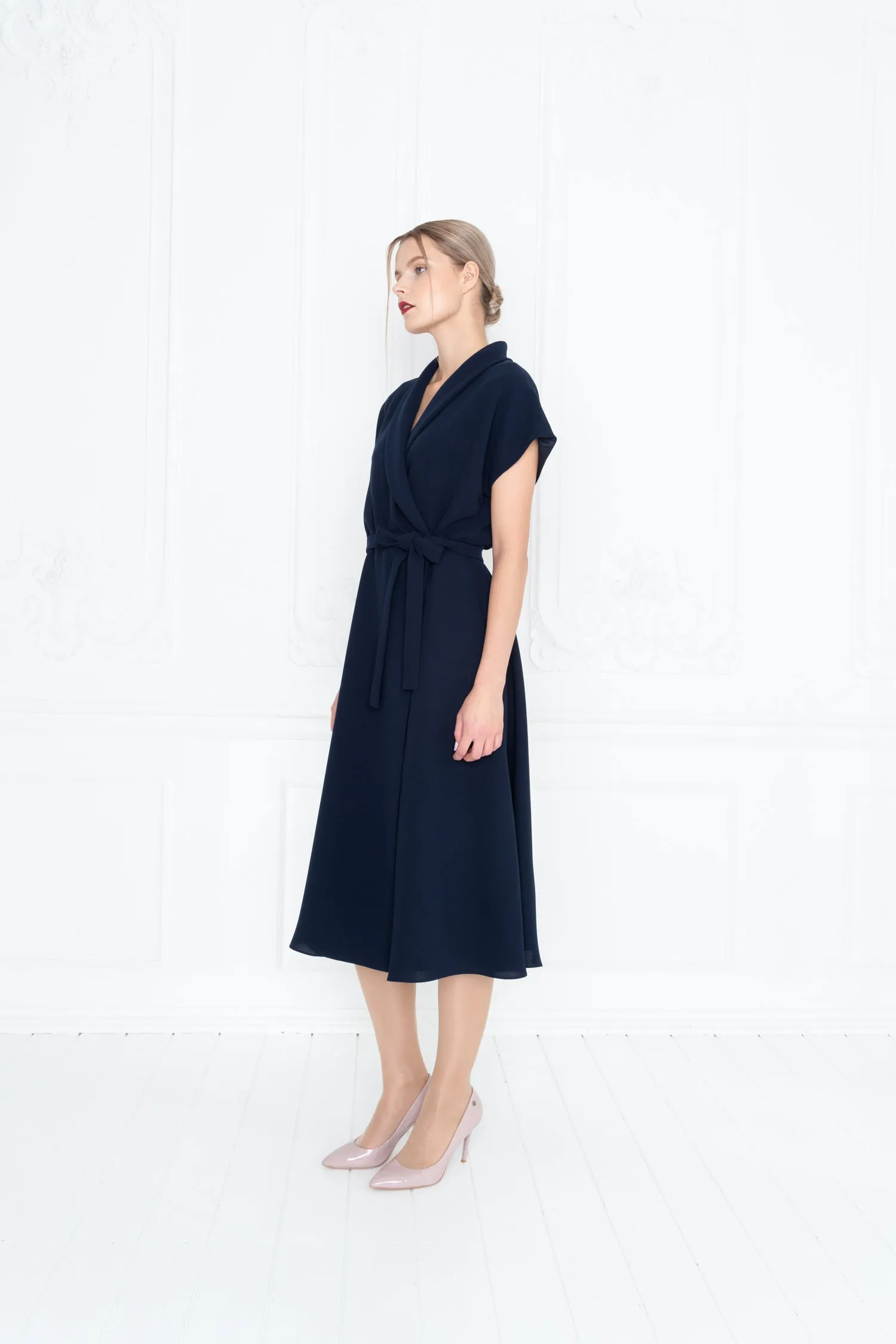 STELLARIA NAVY BLUE WRAP DRESS