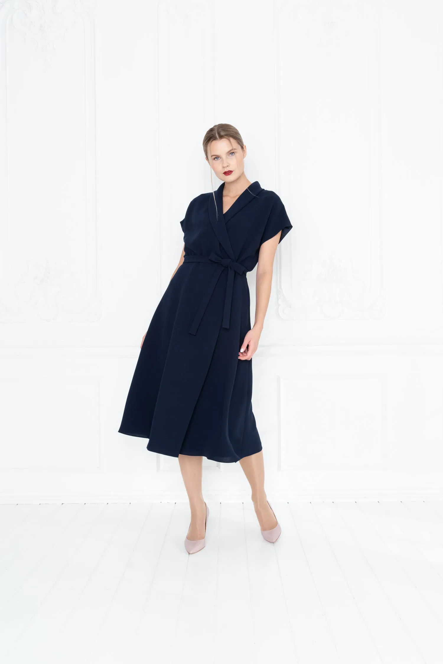 STELLARIA NAVY BLUE WRAP DRESS