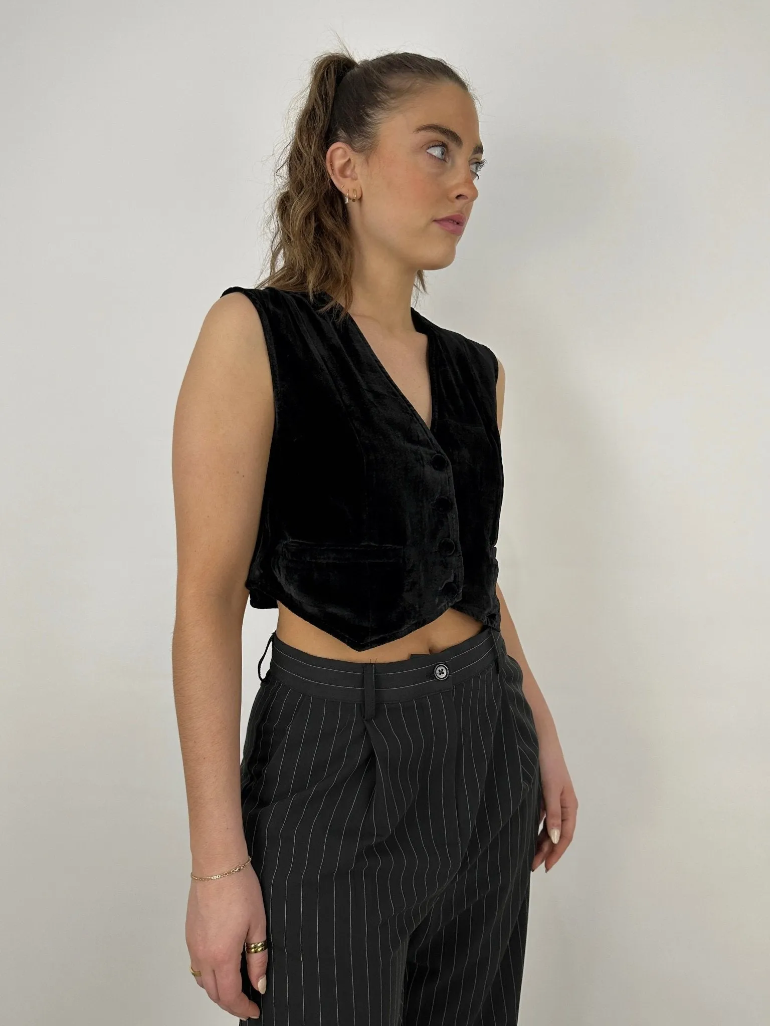 Velvet Boxy Cropped Vest