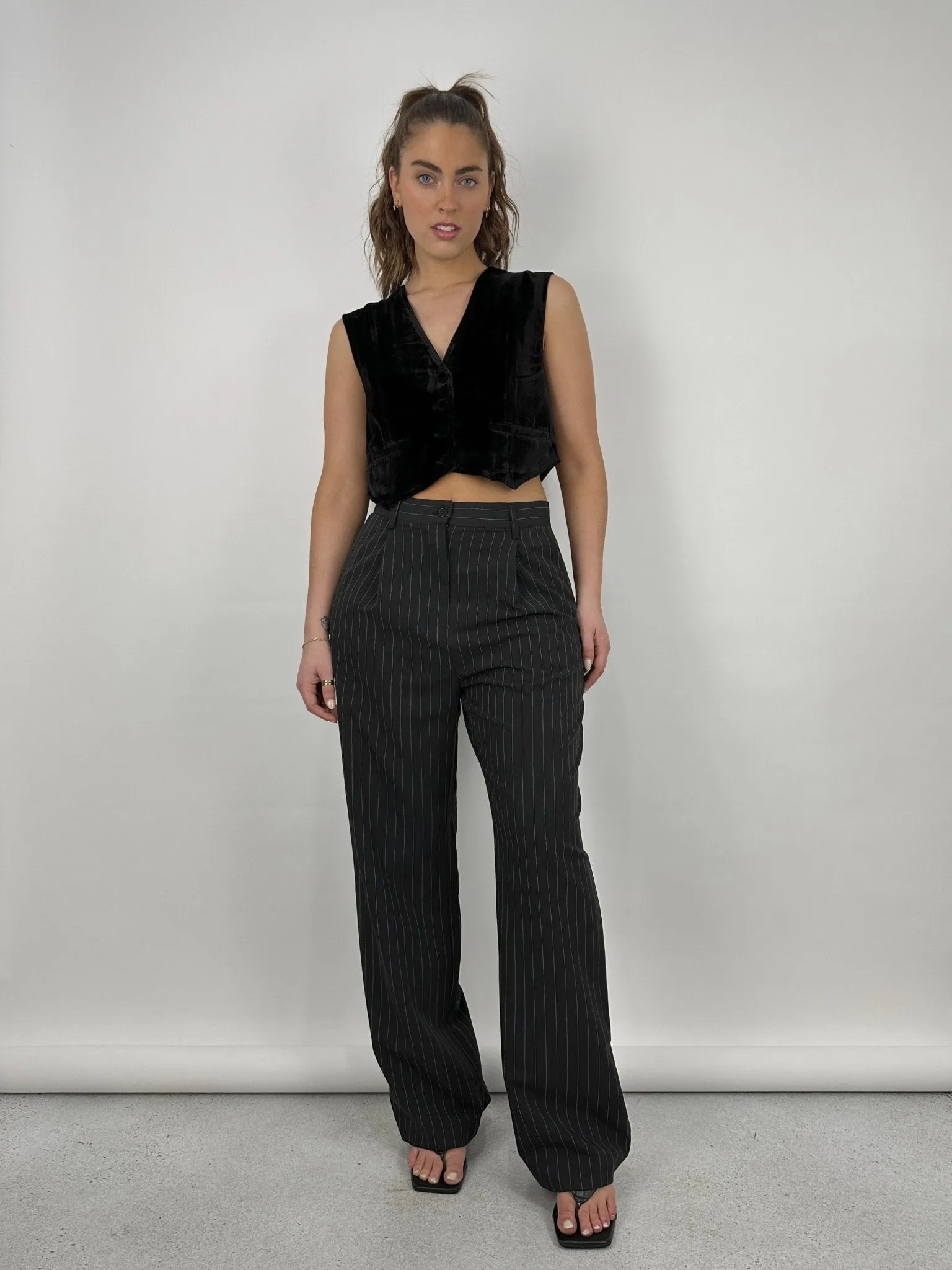 Velvet Boxy Cropped Vest