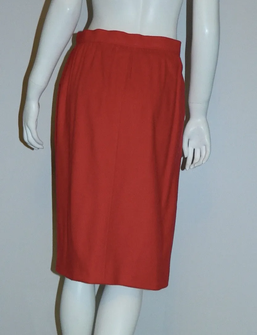 vintage 1980s skirt red cashmere Loro Piana button front midi skirt M