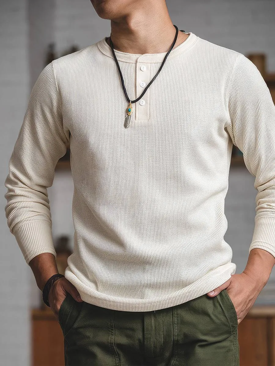 Waffle Long-Sleeve Henley Shirt