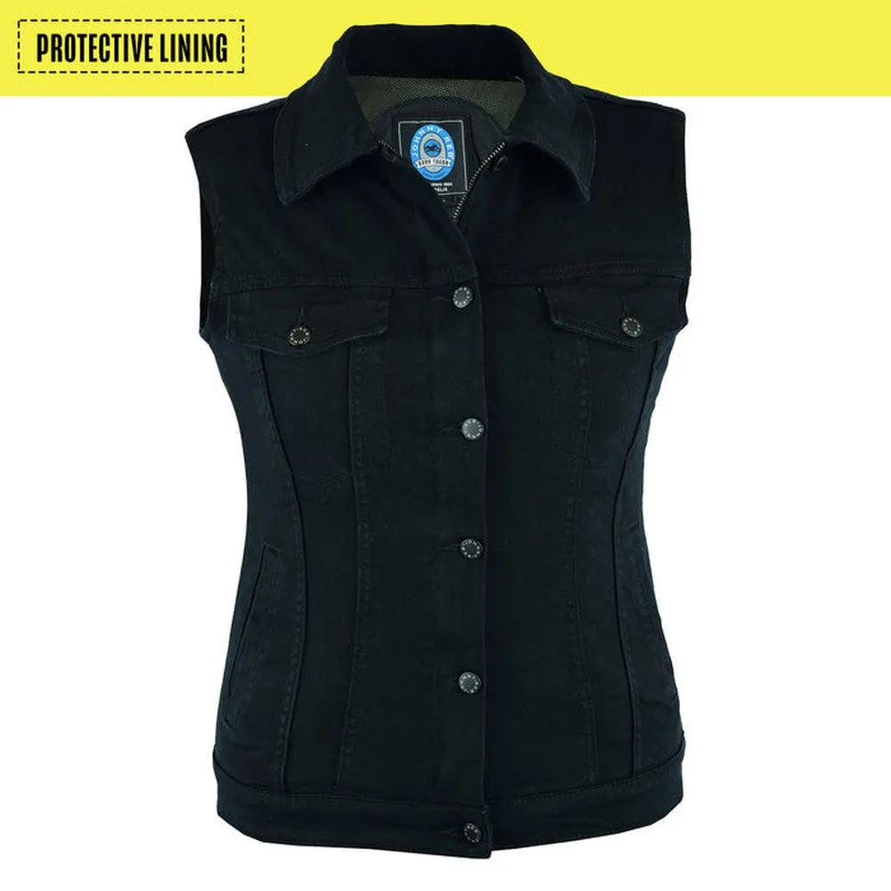 Womens's Biker Denim Vest- Protective Lining -JRV10029