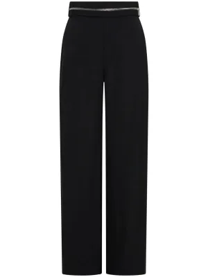 zipped wool straight-leg trousers