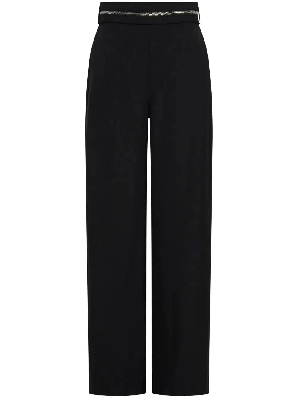 zipped wool straight-leg trousers